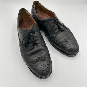 ECCO Mens Black Leather Wingtip Oxford Comfort Fibre System Dress Shoes Size 46
